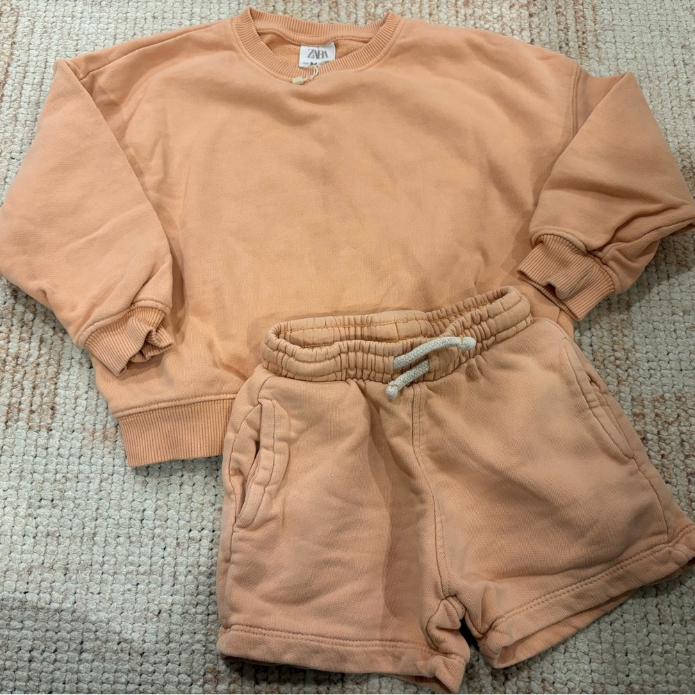 Zara Peach Kids Shorts Set